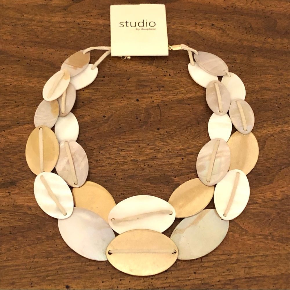 Studio By Dauplaise | Mother Of Pearl Statement Necklace | 19” Adjustable